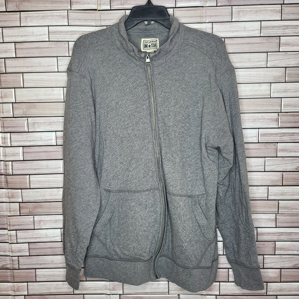Converse One Star Jacket Men's Extra Large XL Grey Full Zipper 2 Pockets Vintage